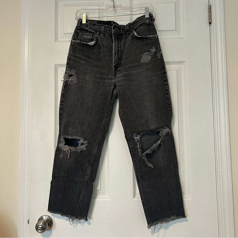 Levi's Women's Straight Leg Ripped Black Jeans